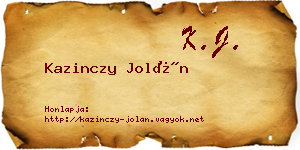 Kazinczy Jolán névjegykártya