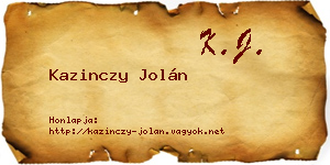 Kazinczy Jolán névjegykártya